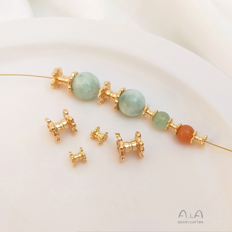 [little Blu] Bộ 20 Hạt Xỏ Vòng Tay 14K Hai Mặt Mạ Vàng Đồng Dùng Làm Đồ Trang Sức Thủ Công diy