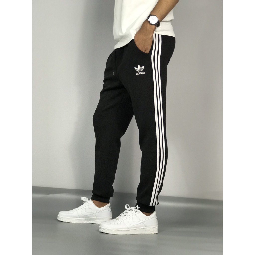 Quần thể thao đen 3 sọc trắng, ống bó jogger  Co dãn tốt, phù hợp với mặc dạo phố, thể dục thể thao, ở nhà | BigBuy360 - bigbuy360.vn