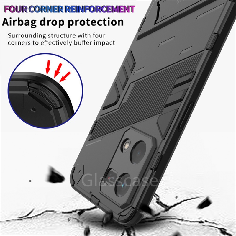 Ốp Điện Thoại Cứng Kiểu Áo Giáp Chống Rơi Có Giá Đỡ Bảo Vệ Ống Kính Máy Ảnh Cho Oppo Reno 7 4G Reno7 Reno8 Reno 8 4G