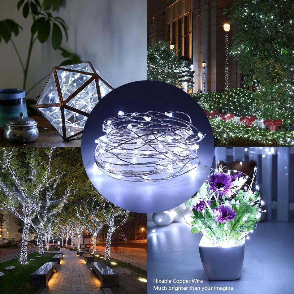 Dây Đèn LED 20M 10M 5M 2M Bằng Đồng Chống Nước Trang Trí Nhà Cửa