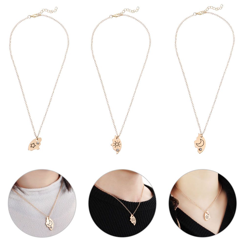 Set 3 Vòng cổ Mặt Hình Mặt Trăng/Mặt Trời/Đám Mây/Ngôi Sao Thời Trang Cho Nam Và Nữ|Vòng cổ Tình Bạn Nhiều Màu Sắc