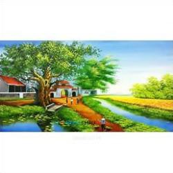 FREESHIP 99K TOÀN QUỐC-Tranh thêu chữ thập phong cảnh đồng quê 3D Lavender LV3049-Chưa thêu