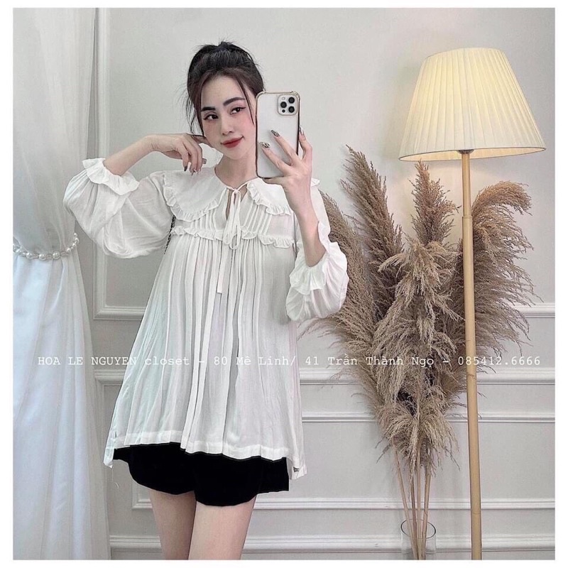 [FREESHIP - HÀNG LOẠI 1] ÁO BABYDOLL CỔ SEN CHUN TAY NỮ ĐẸP