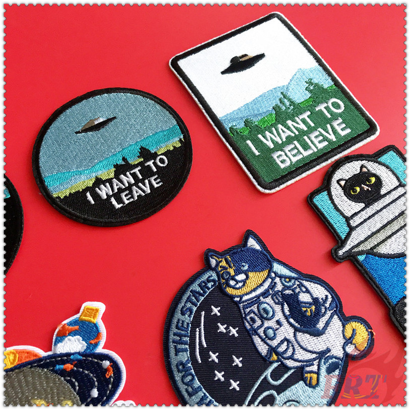 Miếng vá ủi thêu chữ i want to leave / i want to believe độc đáo