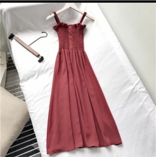 Váy chun ngực 2 dây dáng dài 2018