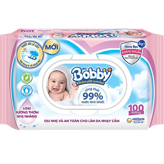 Khăn ướt bobby 100 tờ