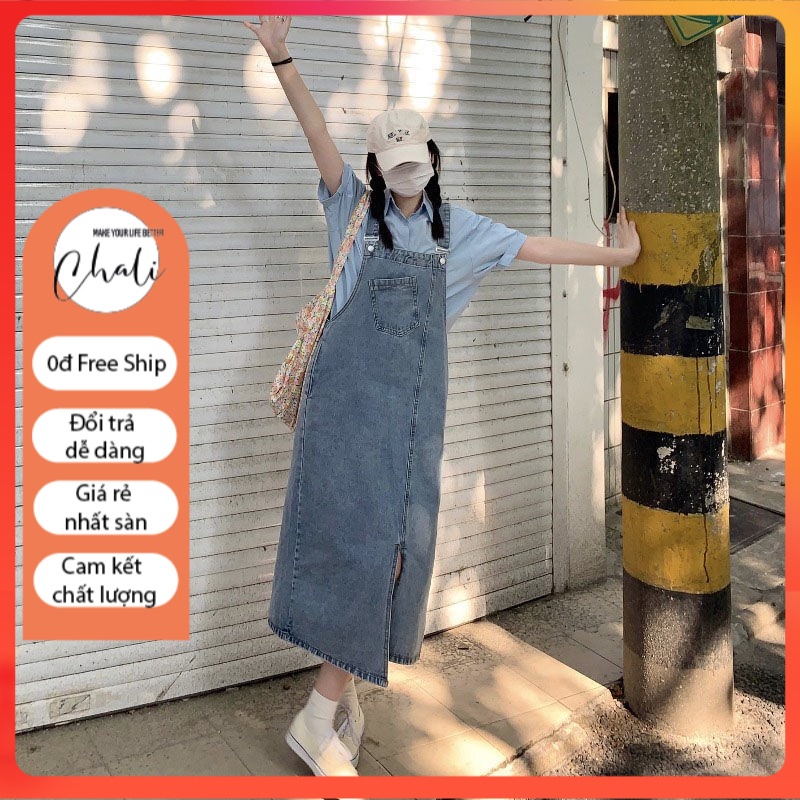  [Hàng Có Sẵn] Váy Yếm Váy Nữ Dáng Dài, Yếm Bò Nữ Dài Thời Trang Hàn Quốc Chali Y004