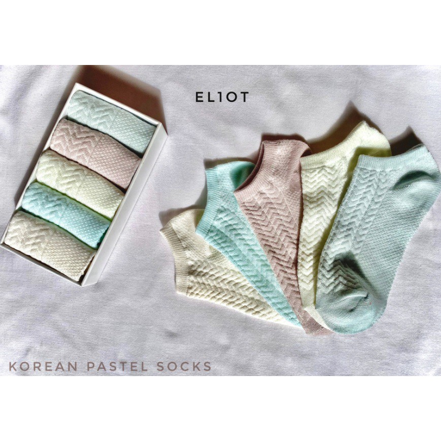 Tất, vớ ngắn cổ len vặn thừng Pastel Hàn Quốc