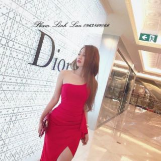 Đầm body lệch vai, tà đắp kiểu