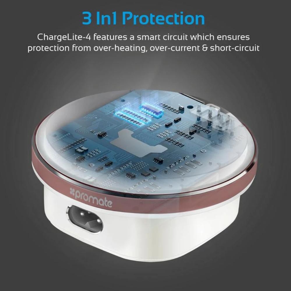 Cốc Sạc Điện Thoại Promate Charglite-4.US Kiêm Đèn Ngủ - Chính hãng