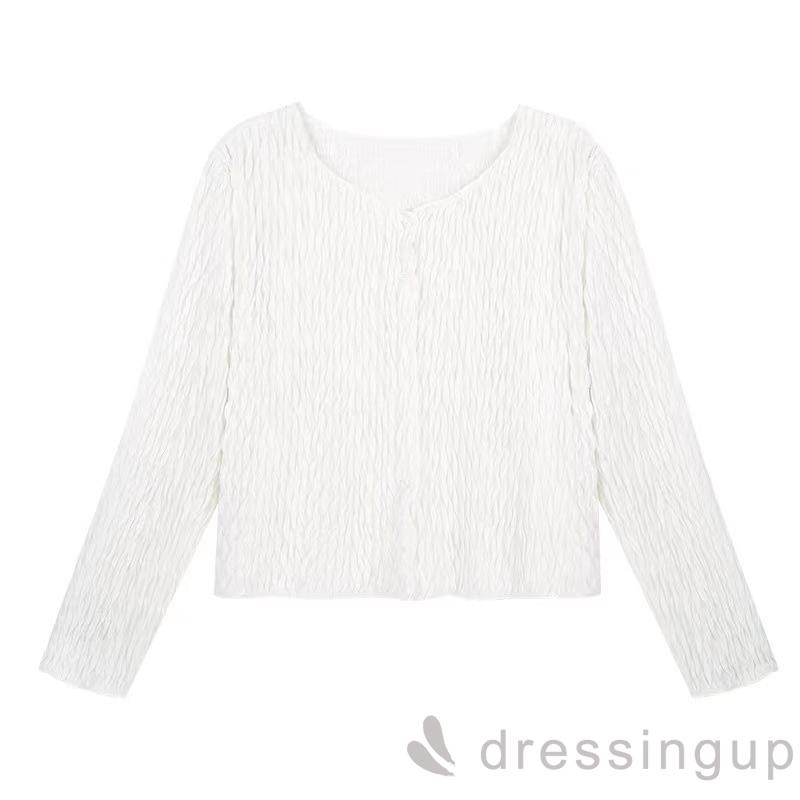 Áo nữ tay dài cổ chữ V cài nút màu sắc thời trang