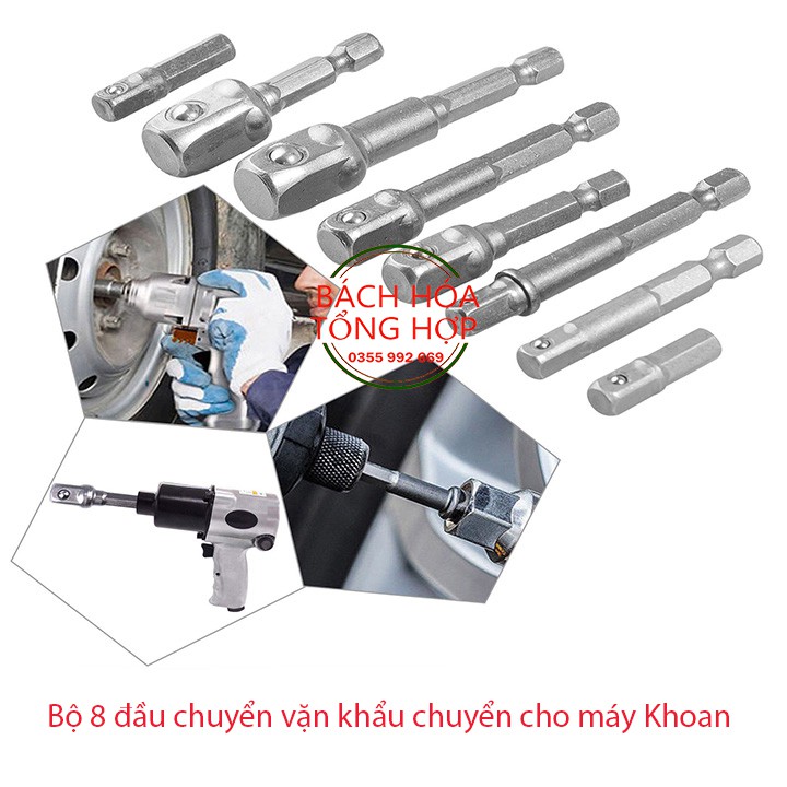 Bộ 8 đầu chuyển vặn khẩu cho máy Khoan