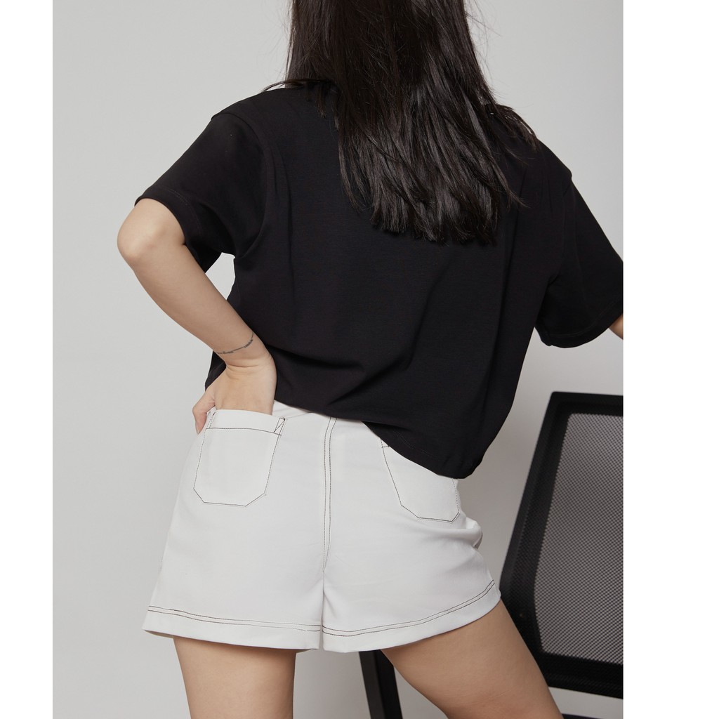 là min - Áo thun Croptop Nút Dáng Oversized