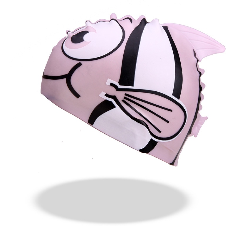 Mũ Bơi Bằng Silicon Họa Tiết Hoạt Hình Mắt To Chống Thấm Nước Cho Bé