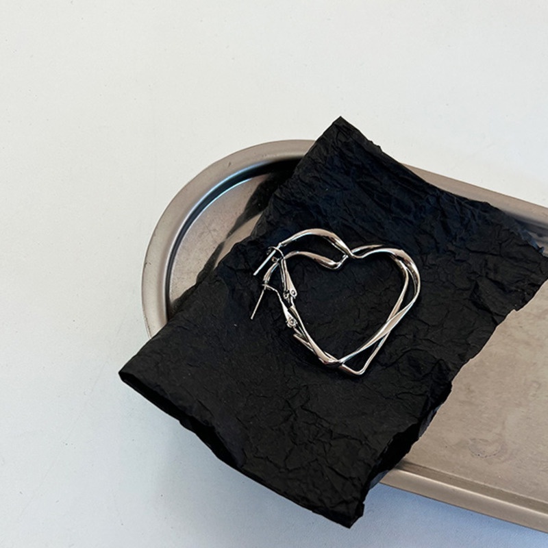 Khuyên tai 19A1520 chuôi bạc 925 hình trái tim sang trọng đơn giản nhẹ nhàng dễ phối đồ