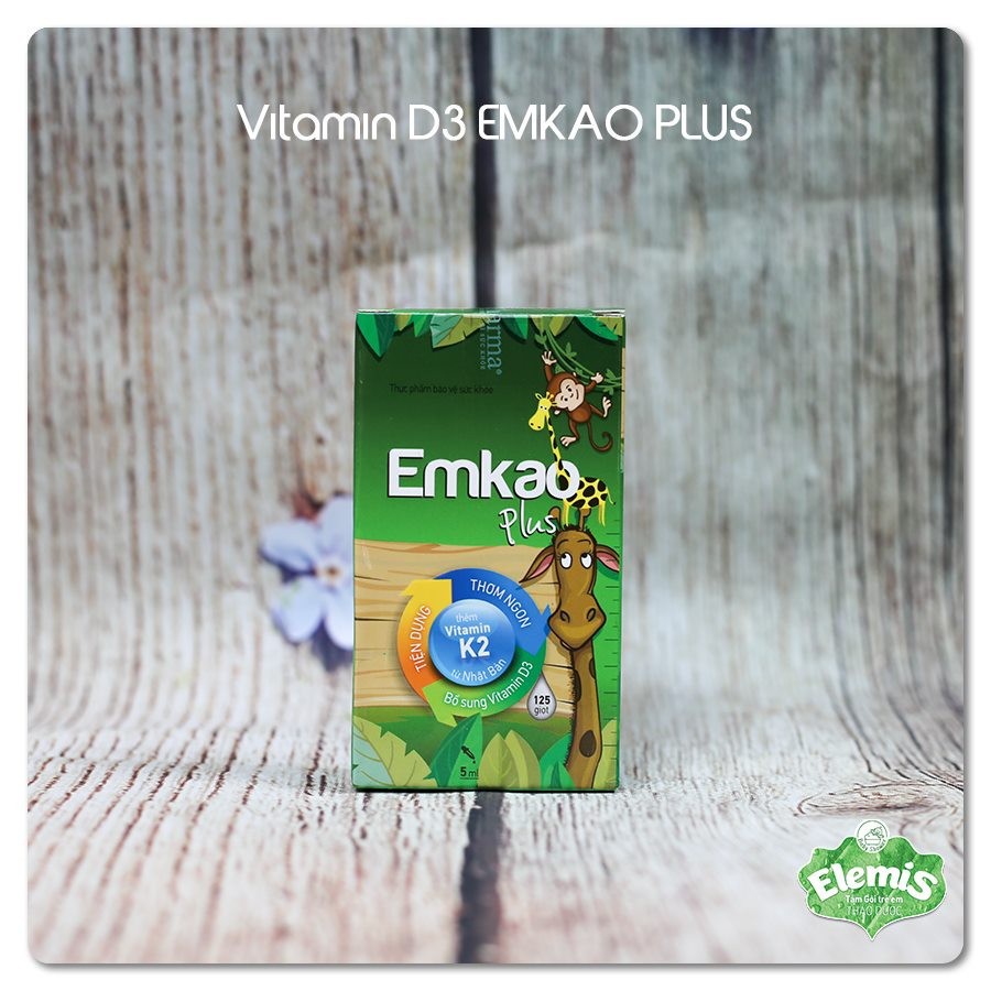 Emkao Plus Vitamin D3 kết hợp K2-Giúp bé phát triển hệ Xương, Răng, Giảm quấy khóc đêm ở trẻ