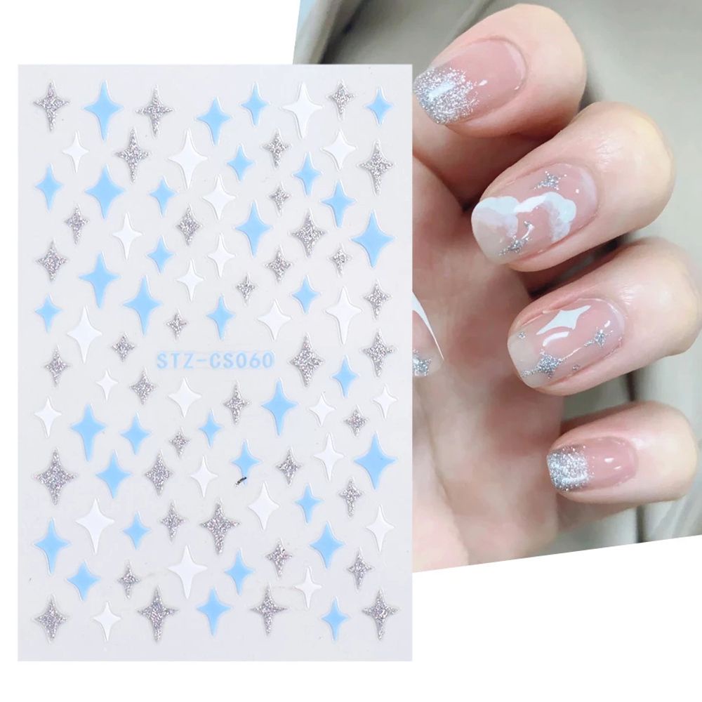 [Hàng mới về] Sticker Dán 3D Màu Laser Hình Trái Tim / Ngôi Sao Thời Trang Chống Thấm Nước Trang Trí Móng Tay DIY Cho Nữ