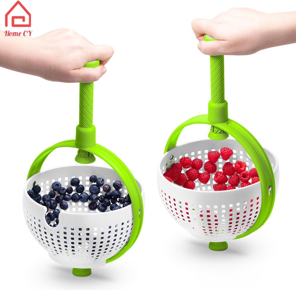 Bộ Rổ Quay Làm Ráo Nước Rau Củ Quả  Đa Năng Có Tay Cầm Xoay Làm bằng Nhựa Tiện Dụng Cho Nhà Bếp
