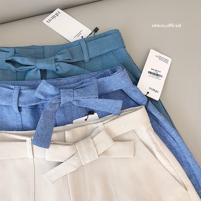 Quần short nơ eo nữ nhiennhienvintage BQ51