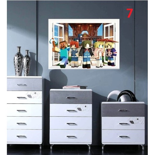 GIẤY DÁN TƯỜNG 3D Game Minecraft NHẬP KHẨU