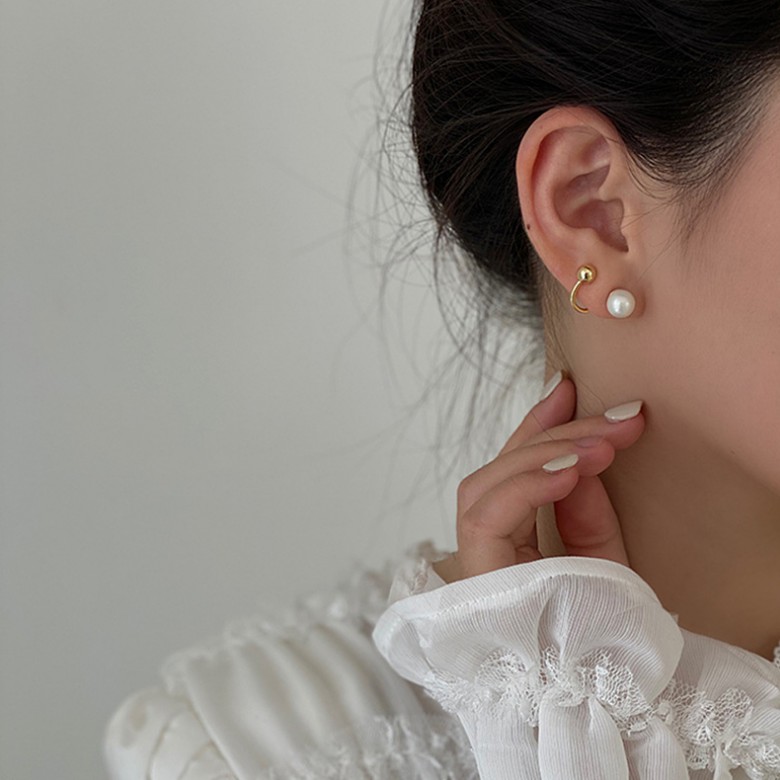 Bông Tai 925 Đính Ngọc Trai Phong Cách Vintage Cho Nữ / Khuyên tai