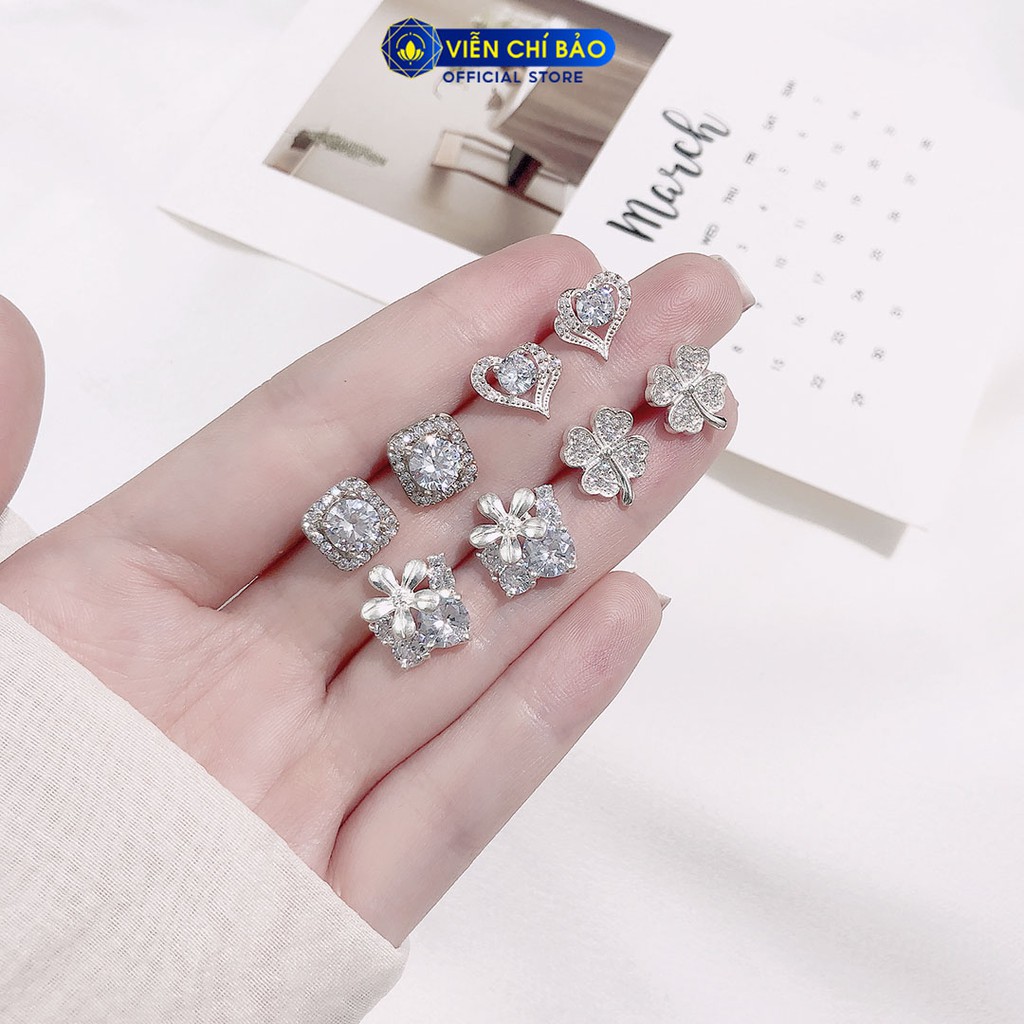 Khuyên tai bạc nữ nhiều mẫu đính đá chất liệu bạc 925 thời trang phụ kiện trang sức nữ thương hiệu Viễn Chí Bảo