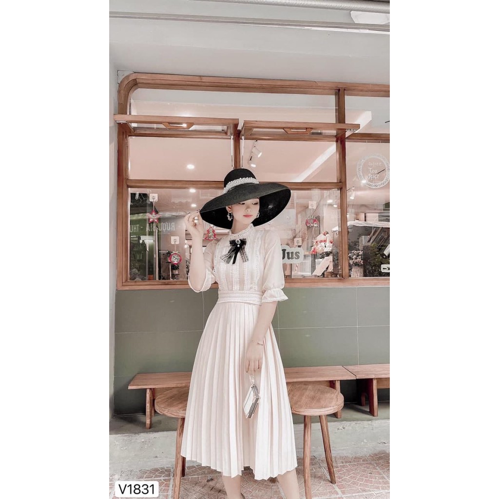 [Nhập WAMAR931 giảm ngay 15k]Đầm thiết kế cổ nơ dáng váy xếp ly nhẹ mặc lên tiểu thư V1831_Zin Boutique [Kèm ảnh thật] | BigBuy360 - bigbuy360.vn