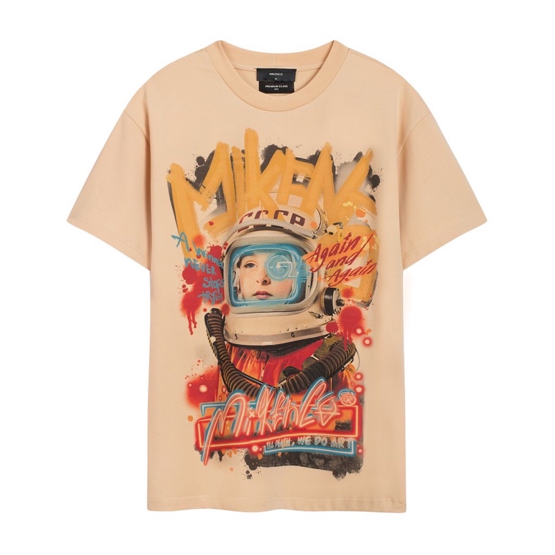 Áo Phông tay lỡ unisex mikenco câu bé phi hành gia