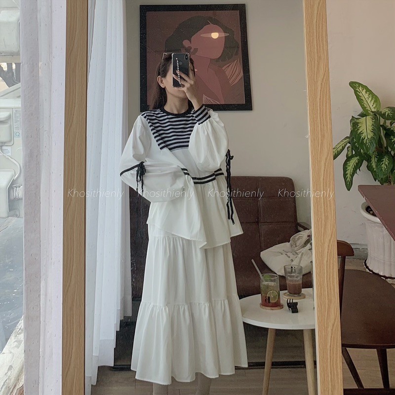 ÁO BABYDOLL PHỐI KẺ TAY BỒNG