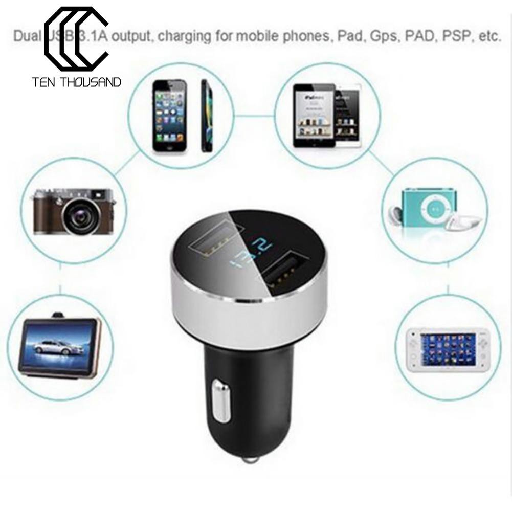 Tẩu sạc cổng USB kép 5V/3.1A trên xe ô tô cho điện thoại IPhone Samsung | BigBuy360 - bigbuy360.vn