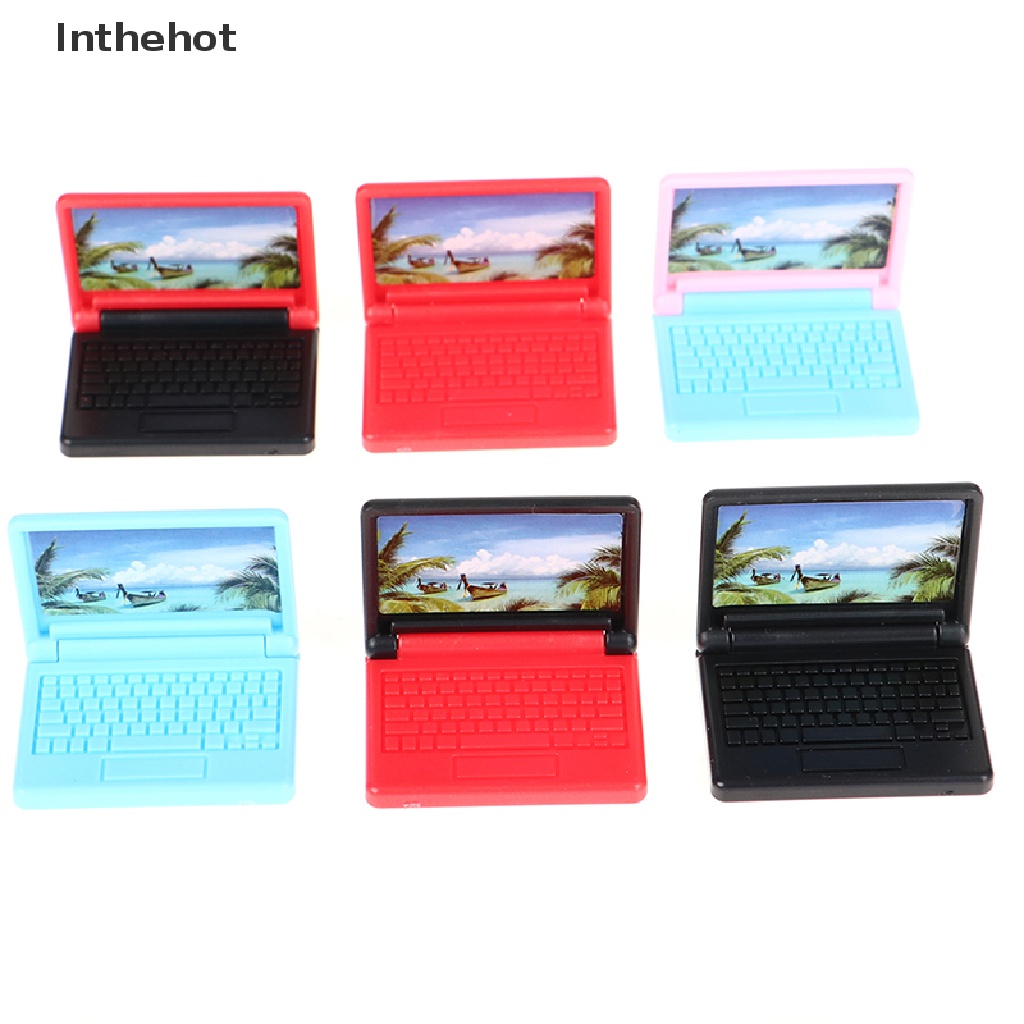 Set 2 mô hình máy tính mini nhiều màu sắc sáng tạo cho búp bê