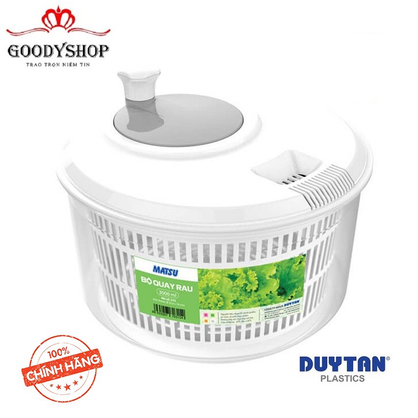 Bộ quay rau  Duy Tân (Ø 26,2 x 20 cm) Size Lớn dùng quay rau,củ mau khô sau khi rửa.GOODYSHOP