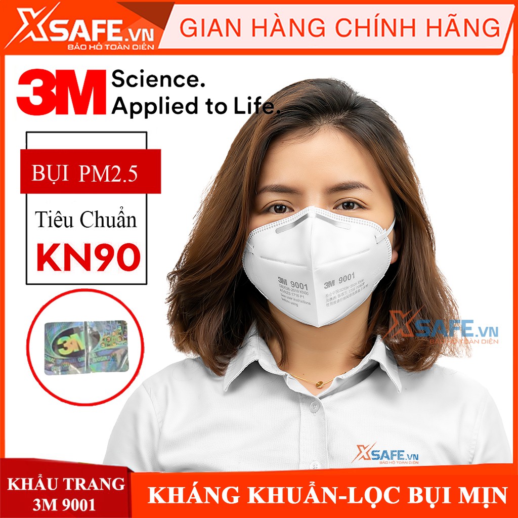 Khẩu trang y tế 3M 9001A. Khẩu trang 3D kháng khuẩn, chống bụi mịn, phòng dịch, khẩu trang 3M - Sản phẩm chính hãng