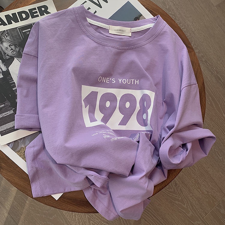 Áo Thun Ngắn Tay In Họa Tiết Kỹ Thuật Số Phong Cách Preppy Mùa Hè Cho Nữ Sinh