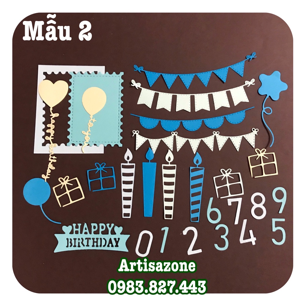 Hình dán trang trí chủ đề sinh nhật: scrapbook, album, thiệp, lovebox...