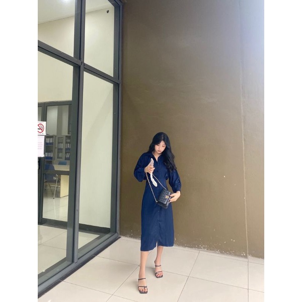 Váy sơ mi thắt eo⚡ Hot hít mùa thu⚡Đầm công sở hách eo ,tôn dáng sang chảnh