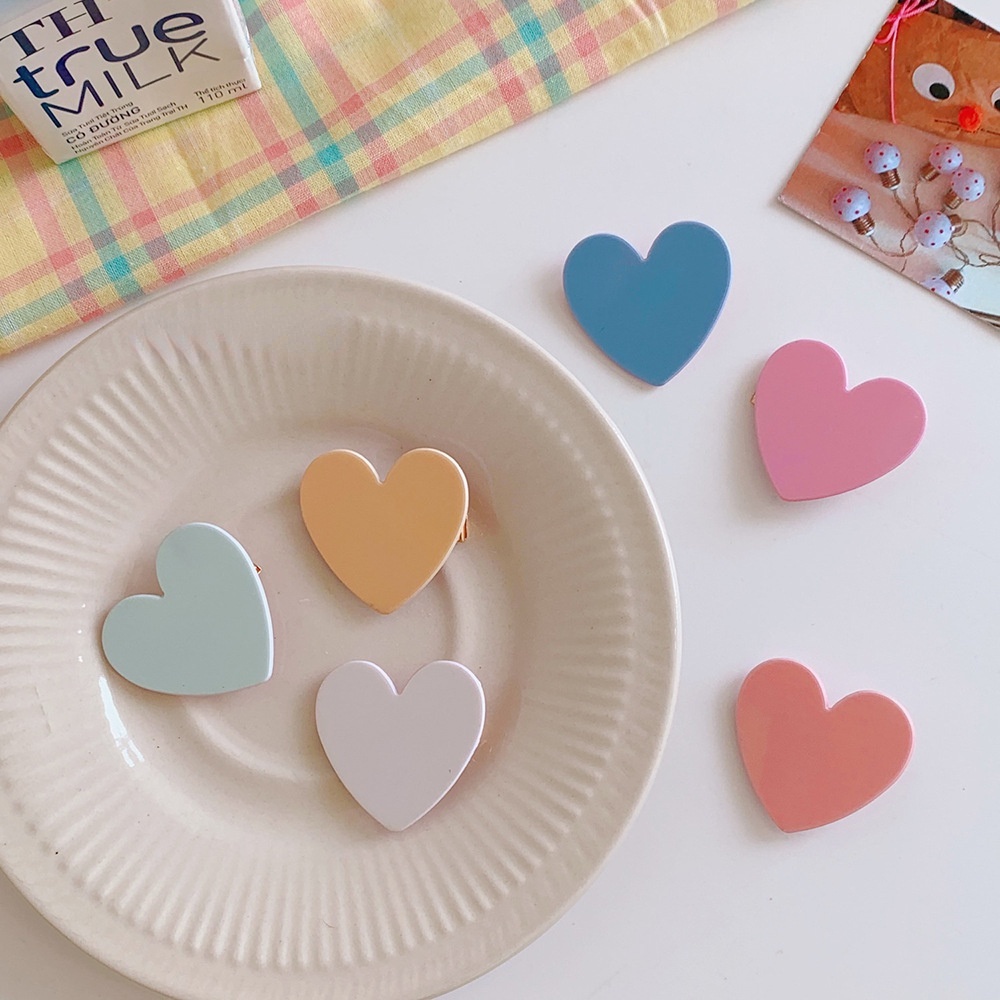 Kẹp tóc họa tiết trái tim dễ thương phong cách Hàn Quốc thời trang mùa hè cho bé gái