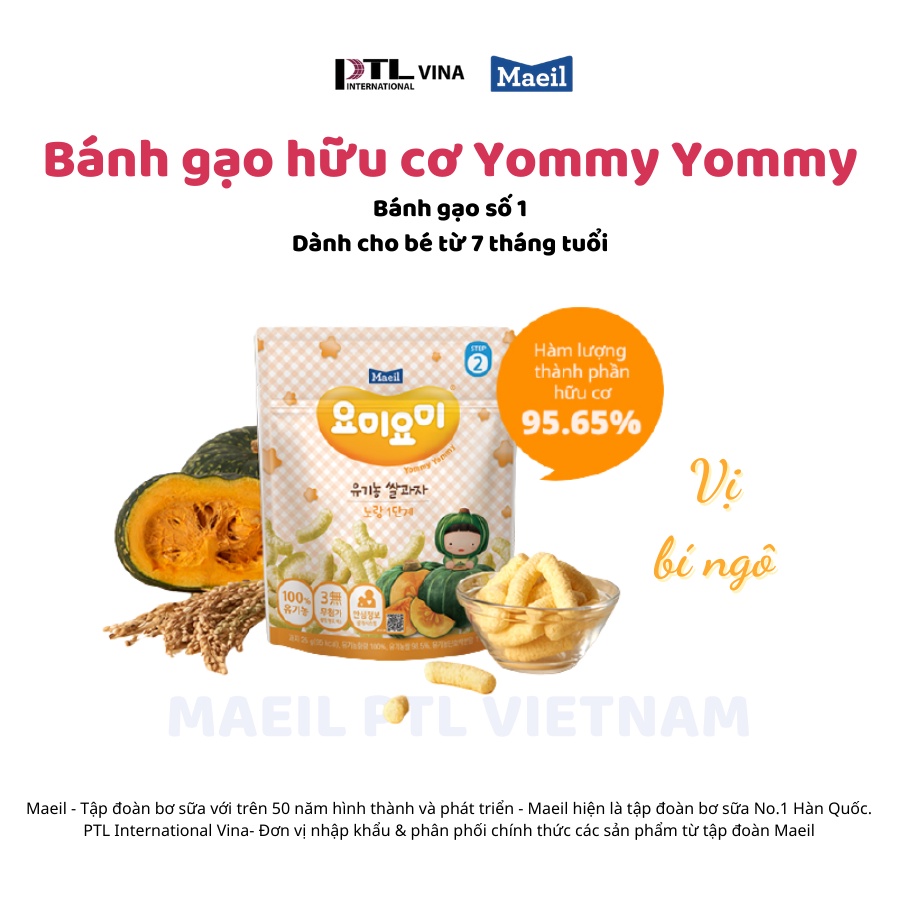 Bánh ăn dặm hữu cơ Hàn Quốc Yommy Yommy MAEIL cho bé từ 7 tháng, cung cấp canxi, chất dinh dưỡng tăng sức đề kháng
