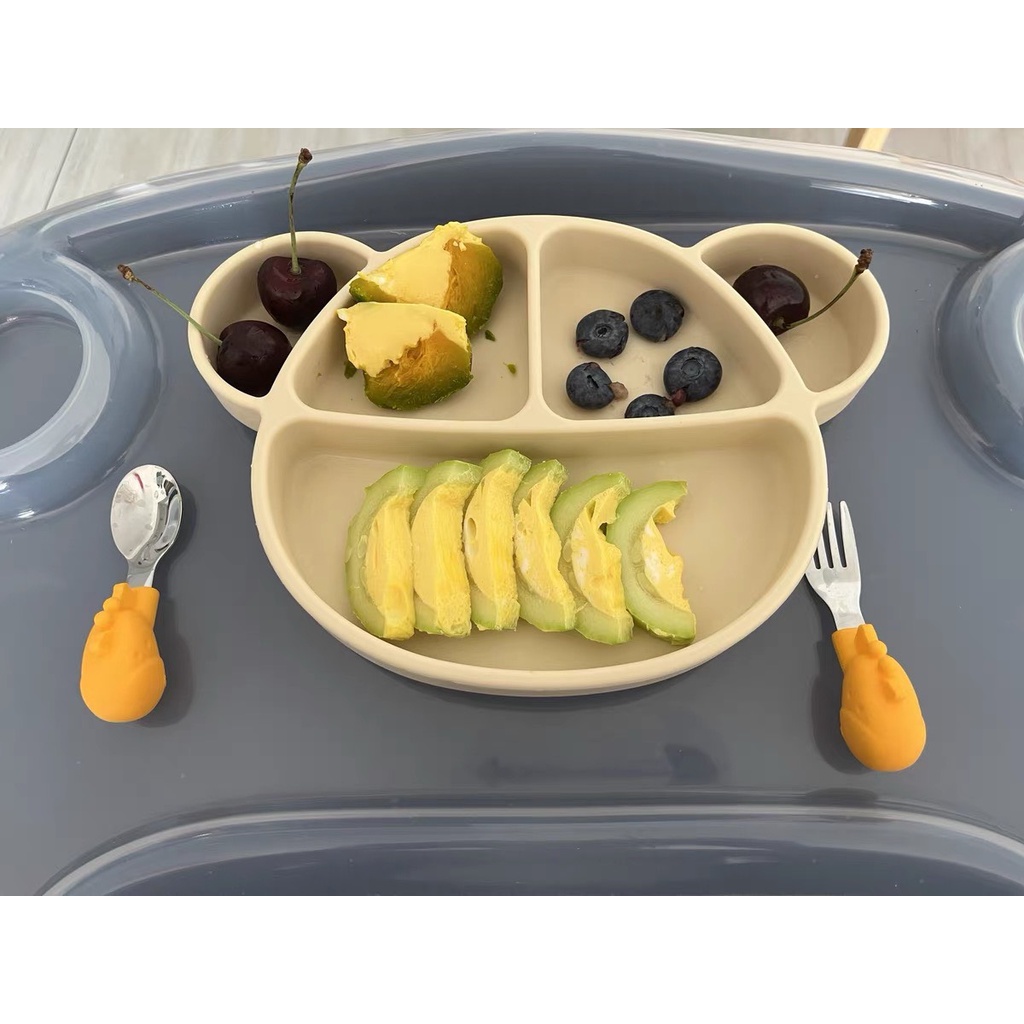 Khay Silicon ăn dặm Gấu Brown cho bé ăn dặm, babysi