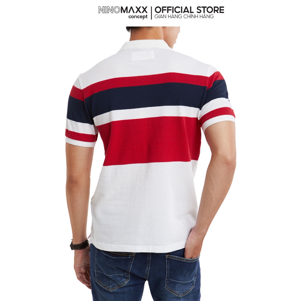 NINOMAXX Standard Polo - Áo Polo Nam cổ bẻ tay ngắn kẻ sọc chất liệu cotton 2010071