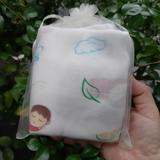Khăn sữa Aden cotton set 10c túi lưới