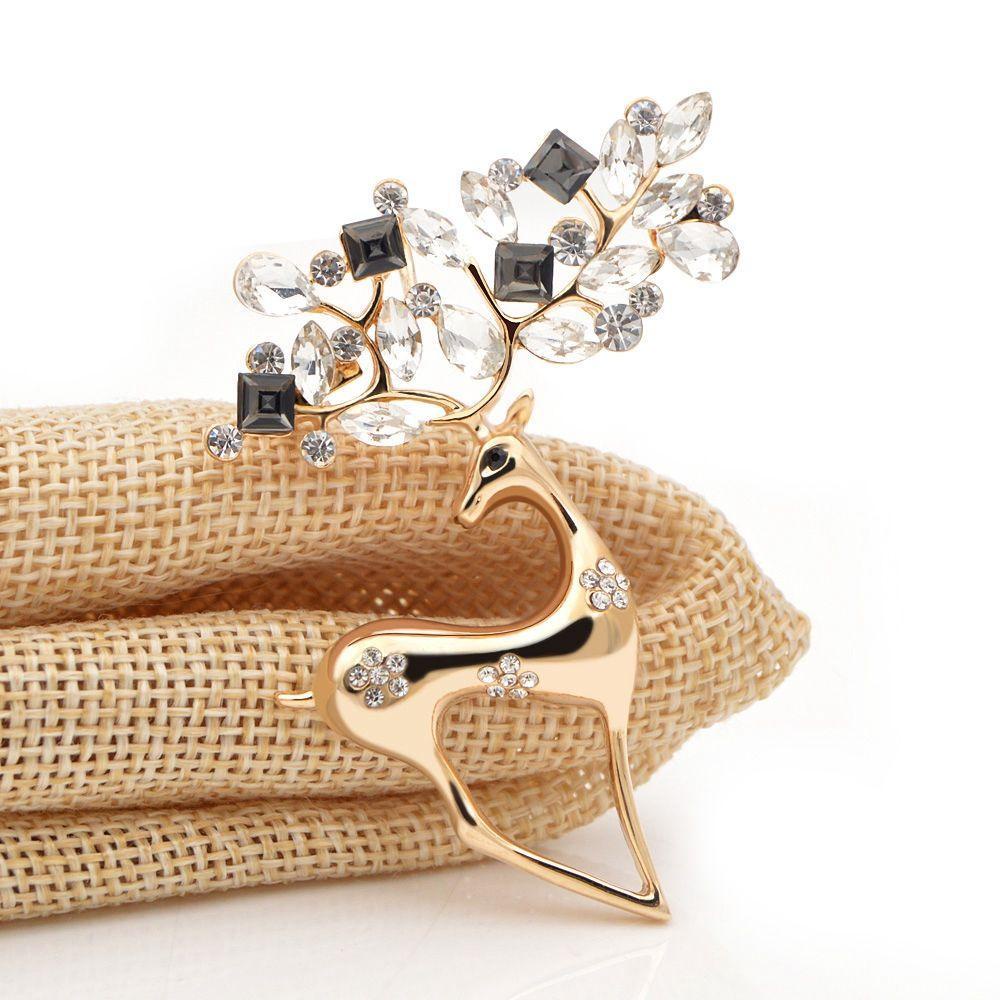Ghim Cài Áo Hình Tuần Lộc Giáng Sinh Bằng Hợp Kim Sang Trọng