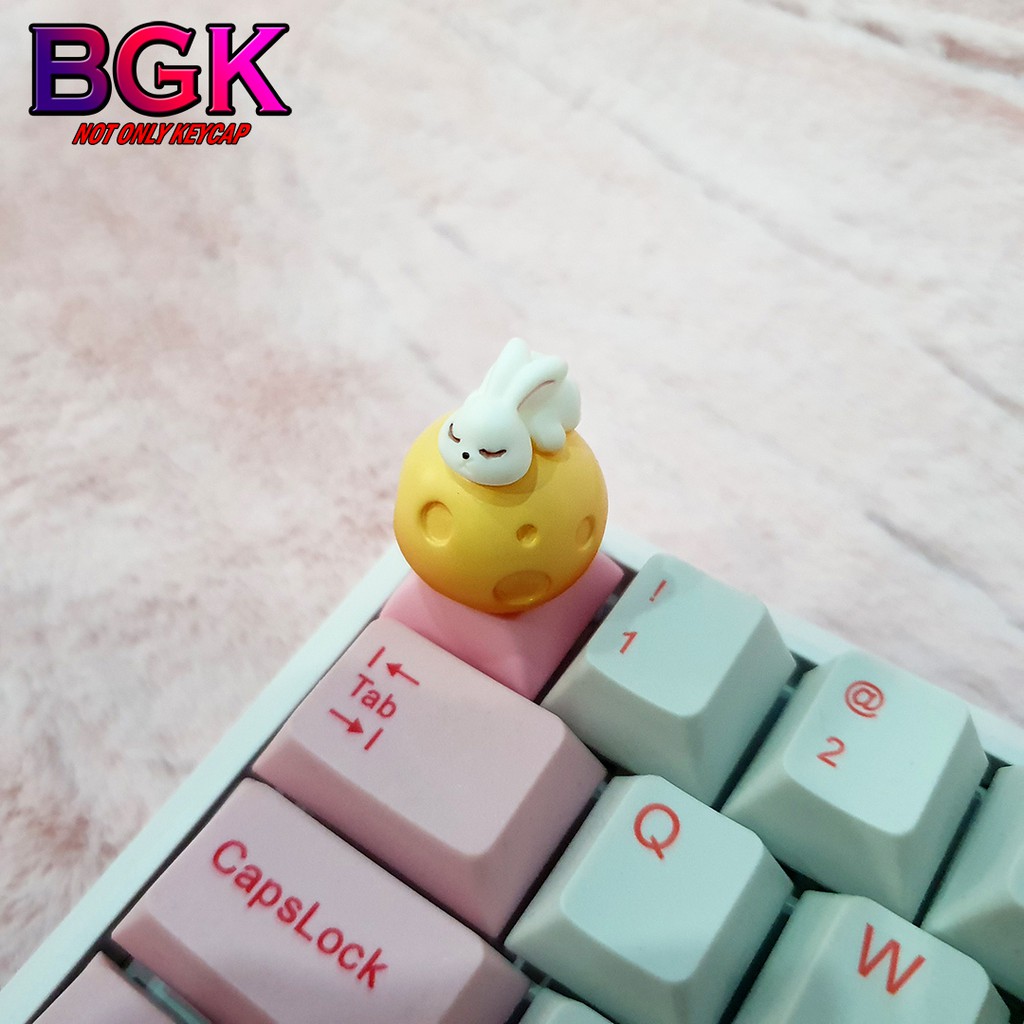 Keycap Lẻ Thỏ Ngọc Mặt Trăng Trung Thu cực đẹp và dễ thương ( keycap resin độc lạ )( Keycap Artisan )