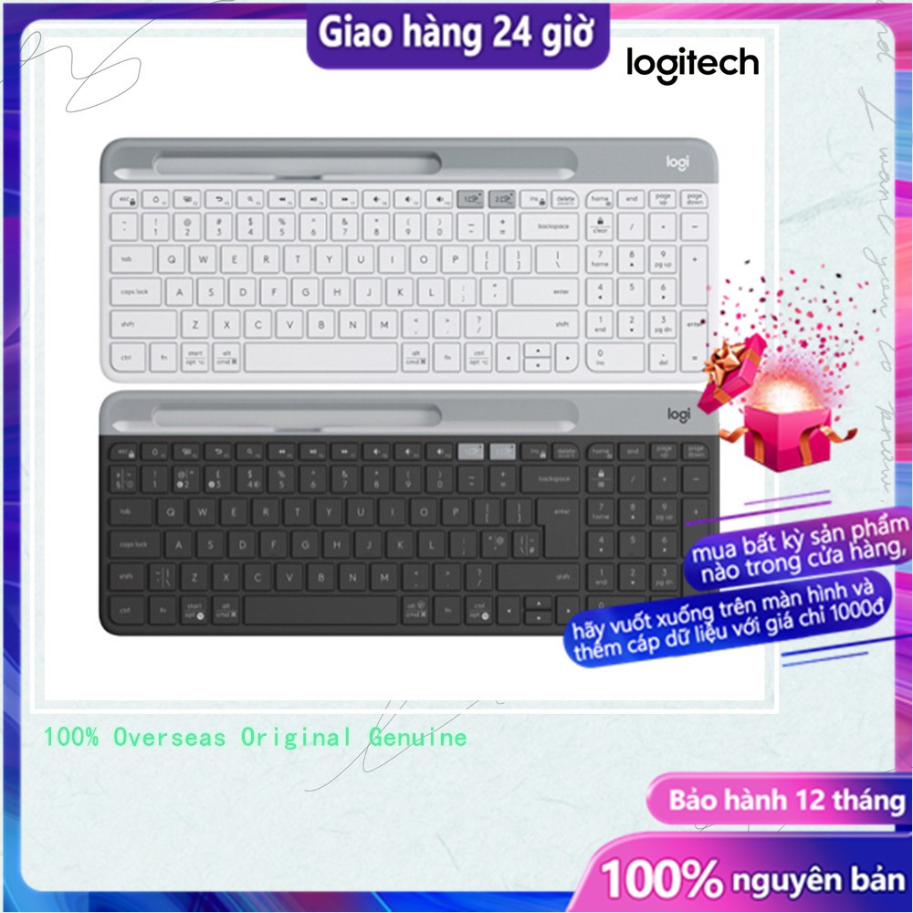 Thiết bị nhận tín hiệu / bàn phím không dây Bluetooth Logitech K580 siêu mỏng màu xanh lam / trắng