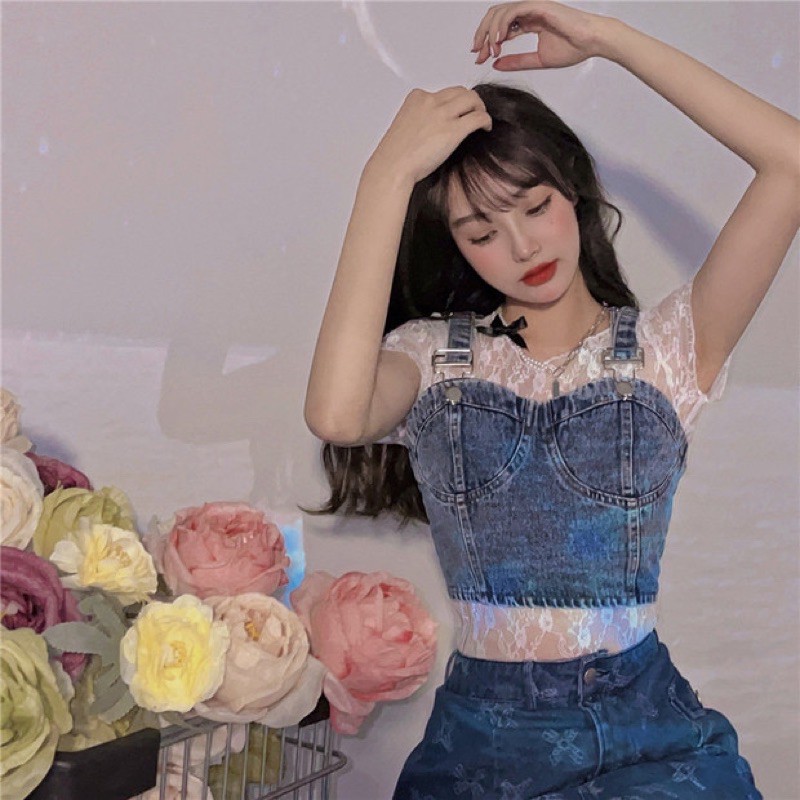 (Order) Áo 2 dây jeans bò ulzzang 2021 sexy