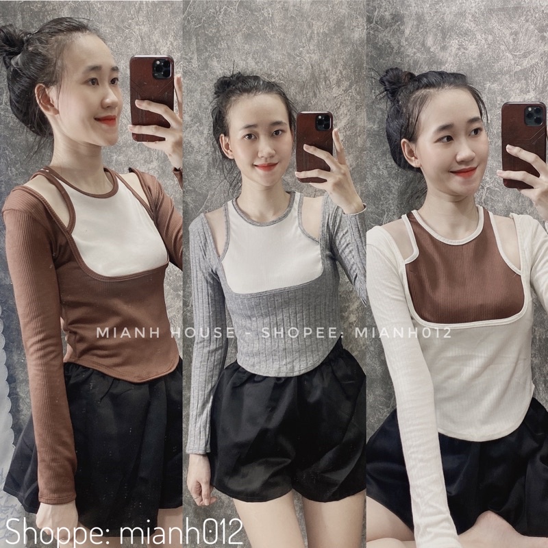Áo Phôi Cổ Yếm Tay Dài Vải Thun Tăm Hàng Loại 1&2