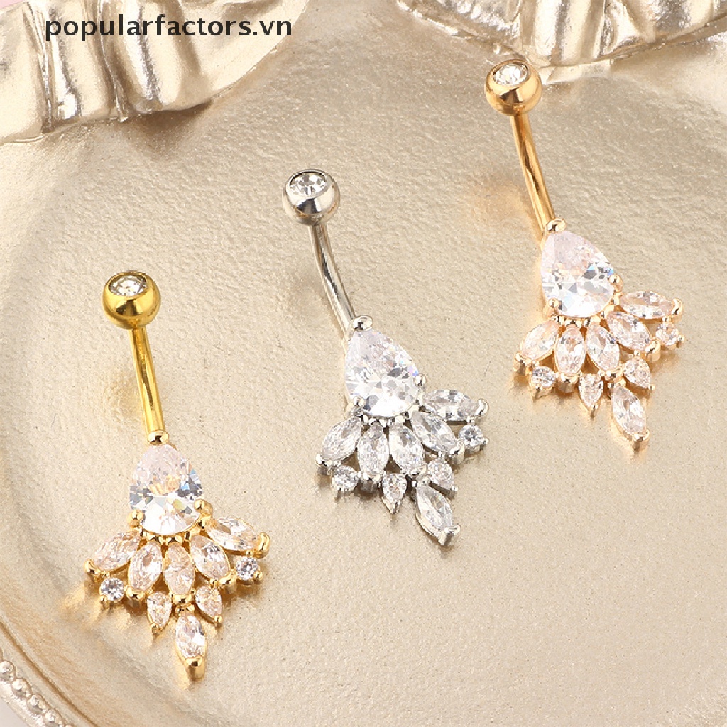 Khuyên rốn thép không gỉ đính đá zircon thời trang cho nữ