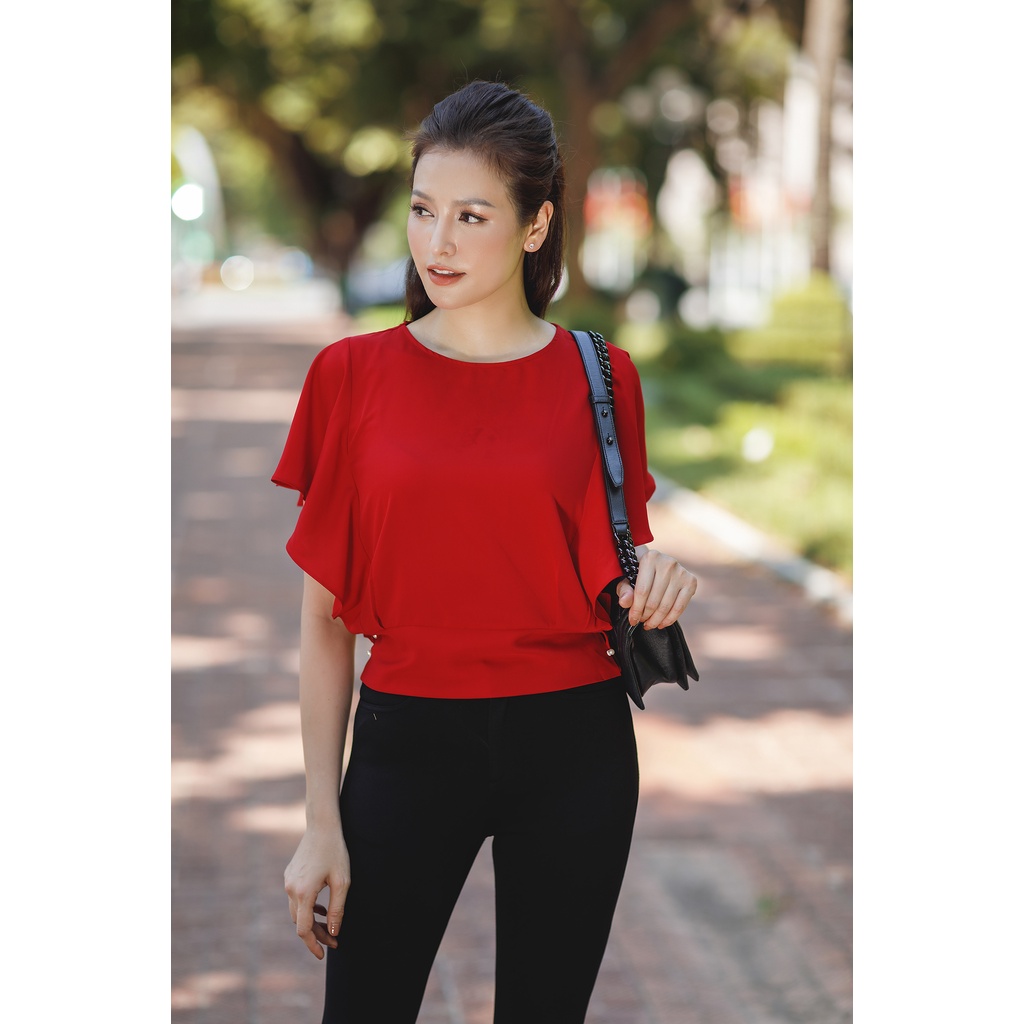 Áo sơ mi công sở cách điệu LUPERI LFSM201 bo gấu, tay cánh rơi sang trọng qúy phái