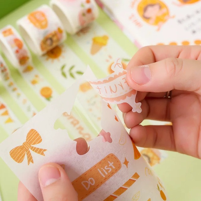 Hộp 10 washi tape và 12 tờ stickers em bé dễ thương