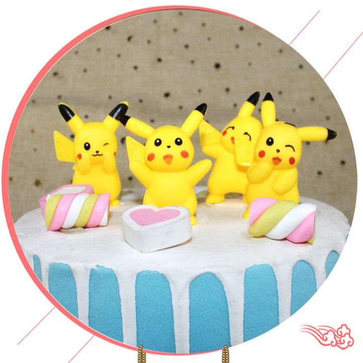 Set 4 Pikachu trang trí bánh